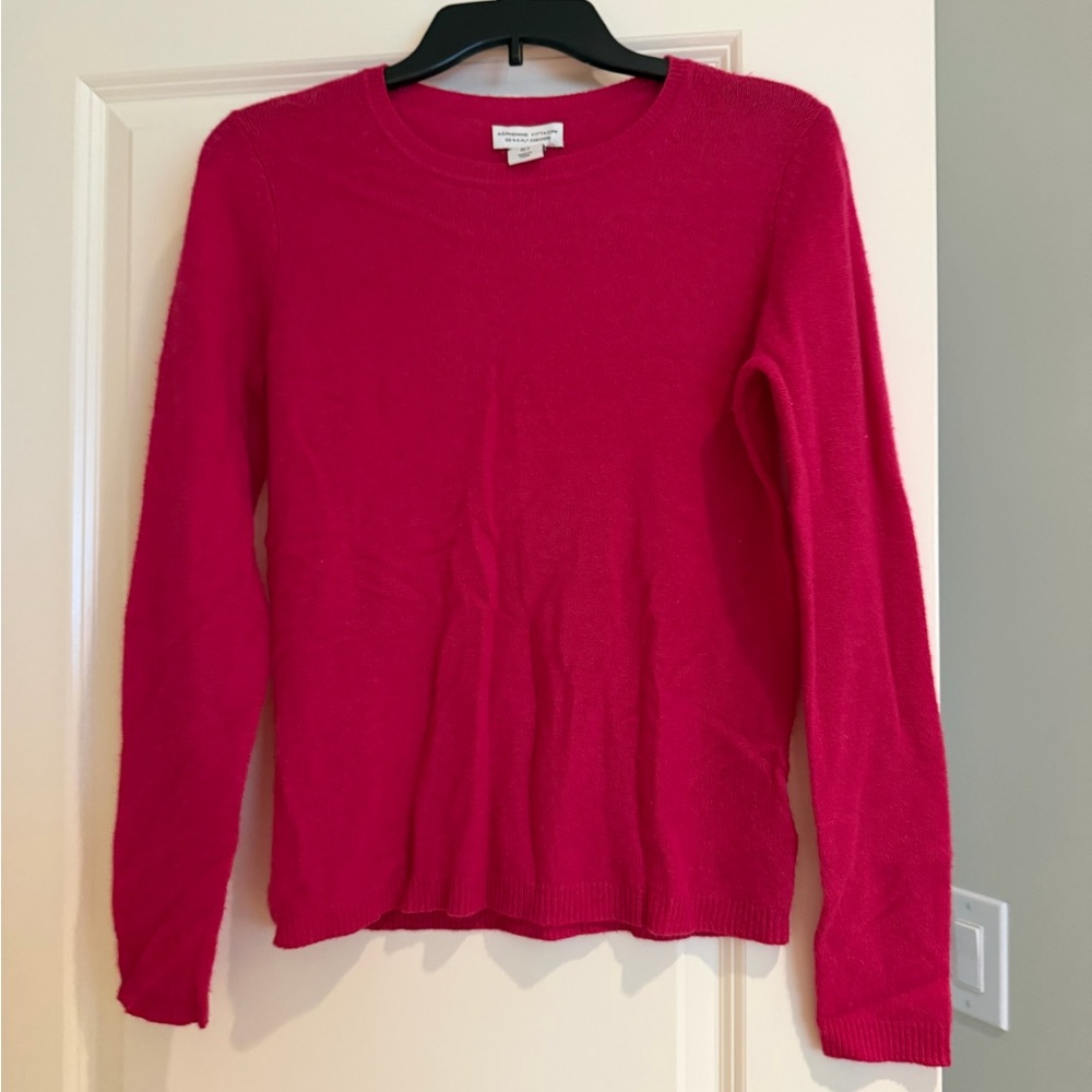 Adrienne Vittadini Bright Pink Cashmere Crewneck Sweater